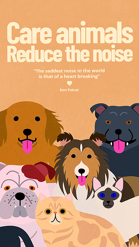 Cartoon Care Animals Reduce The Noise Ecommerce Story