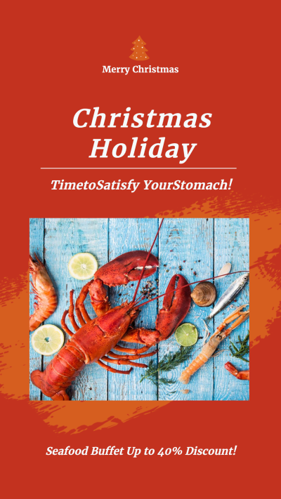 Christmas Seafood Party Holiday Promotion Instagram Story Image