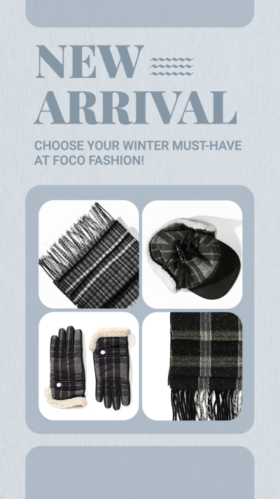 Simple Fashion Winter Apparel Accessories New Arrival Display Instagram Story