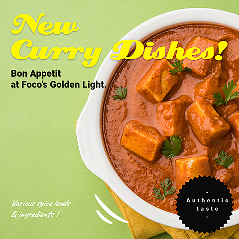 Handwritting Text Fashion New Curry Dishes Promotion Ecommerce Product Image