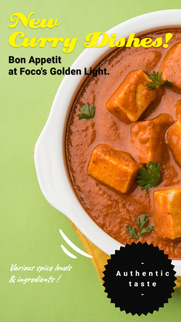 Handwritting Text Fashion New Curry Dishes Promotion Ecommerce Story预览效果