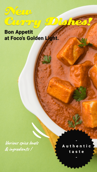 Handwritting Text Fashion New Curry Dishes Promotion Ecommerce Story