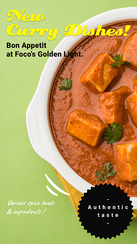 Handwritting Text Fashion New Curry Dishes Promotion Ecommerce Story