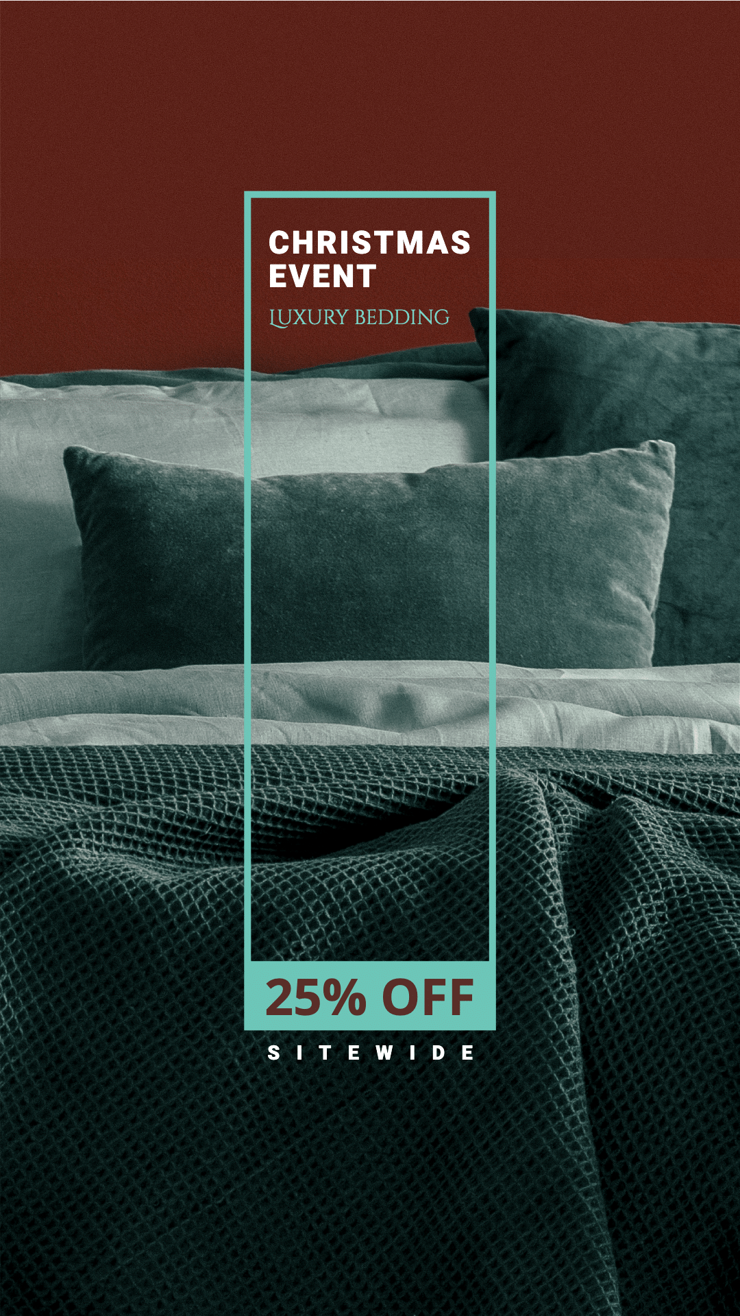 Green Rectangle Element Luxury Bedding Christmas Promotion Ecommerce Story预览效果