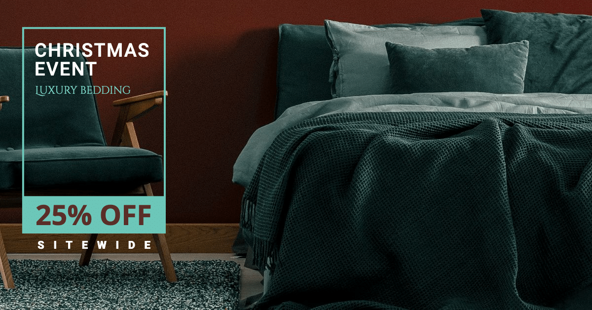 Blackish Green Bed Display Luxury Bedding Christmas Promotion Ecommerce Banner预览效果