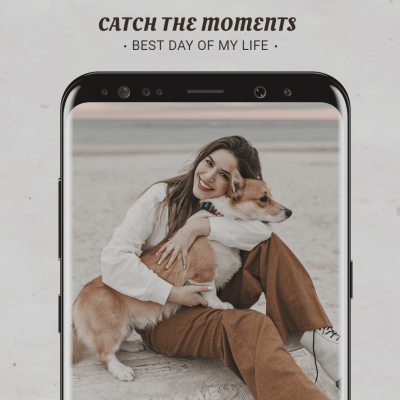 Retro Interface Simulation Pet Dog Moment Record Instagram Post