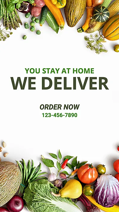 Round Form Simple Fruits And Vegetables Store Online Reservation Delivery Ecommerce Story