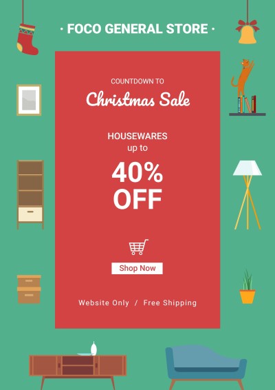 Furniture Discount Christmas Festival Promotion Poster