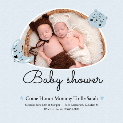 Fresh Hand Painted Moon Decorate Baby Shower Invitation Letter