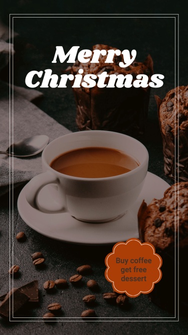 White Rectangle Christmas Coffee And Dessert Discount Ecommerce Story