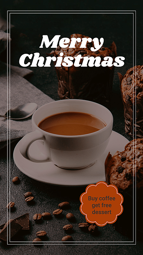 White Rectangle Christmas Coffee And Dessert Discount Ecommerce Story