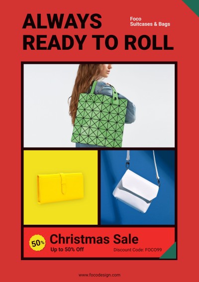 Female Bag Christmas Festival Promotion Poster