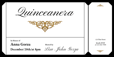 Retro Rectangle Frame Pattern Decorate Quinceaera Party Invitation Letter
