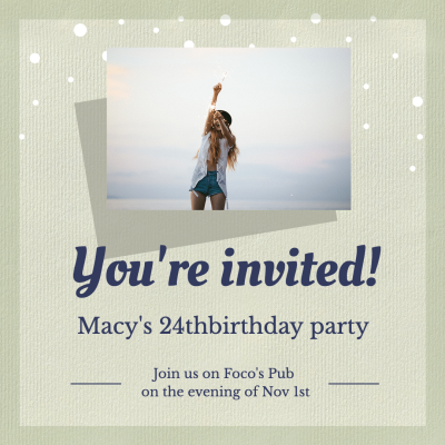 Simple Style Texture Background Birthday Party Invitation Instagram Post