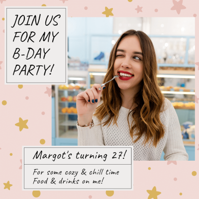 Simple Cute Star Element Birthday Party Invitation Instagram Post