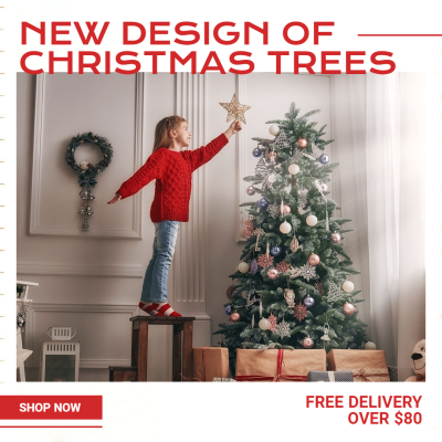 Literary Christmas Trees Decor Design Discount Instagram Post