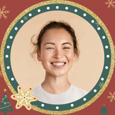 Creative Gold Circle Frame Christmas Head Portrait Template Poster Instagram Post Profile