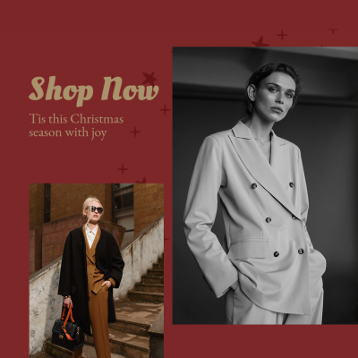 Red Background Simple Literary Women's Wear Christmas Promo Ecommerce Product Image