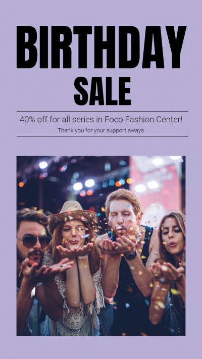 Simple Apparel Birthday Sale Display Instagram Story