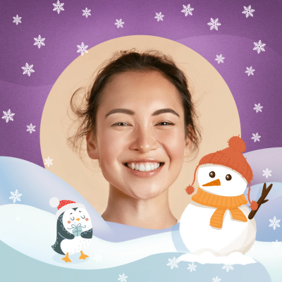 Cute Style Christmas Cartoon Snowman Element Smile Woman Instagram Post Profile