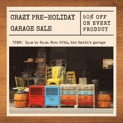 Retro Pre-Holiday Garage Sale Discount Instagram Post