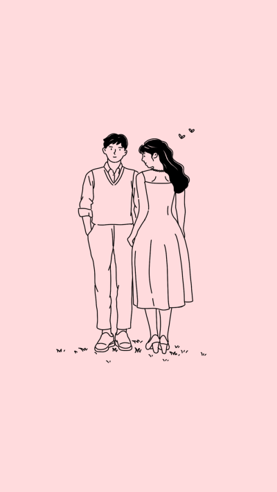 Literary Line Drawing Grassland Couple Dates Record Instagram Highlight
