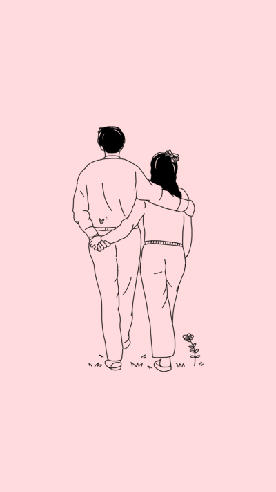 Minimalist Line Drawing Couple Walking Instagram Highlight