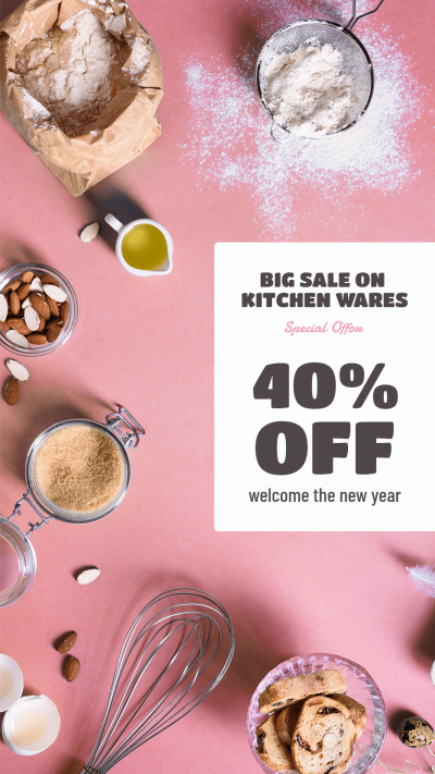 Simple Tableware New Year Discount Instagram Story