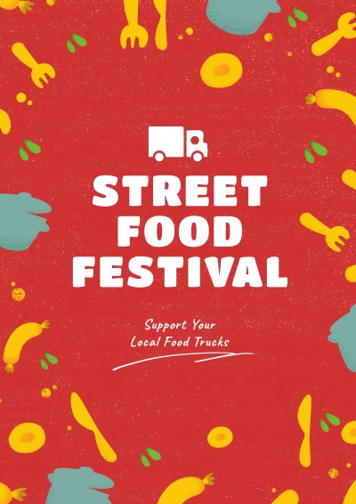 Cartoon Style Street Food Festival Propaganda Poster