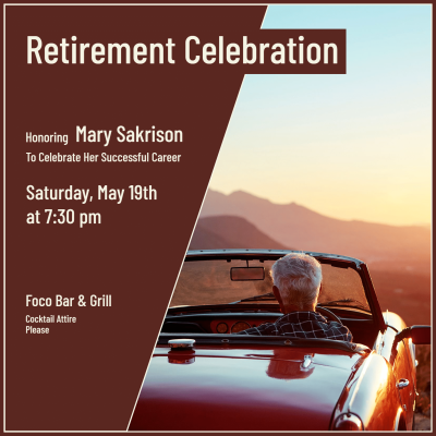 Literary Brown Rectangle Frame Retirement Party Invitation Letter
