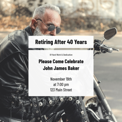 Rectangle Frame Jacket Man Retirement Party Invitation Letter