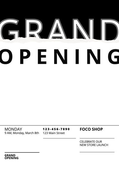 Minimalist Line Element Grand Opening Propaganda Poster
