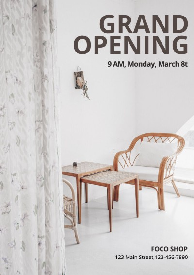 Minimalist Chair Illustration Grand Opening Propaganda Poster