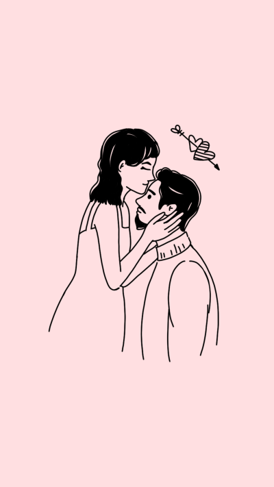 Simple Line Frawing Couple Kiss Record Instagram Highlight