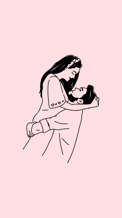 Simple Line Drawing Hug Couple Instagram Highlight