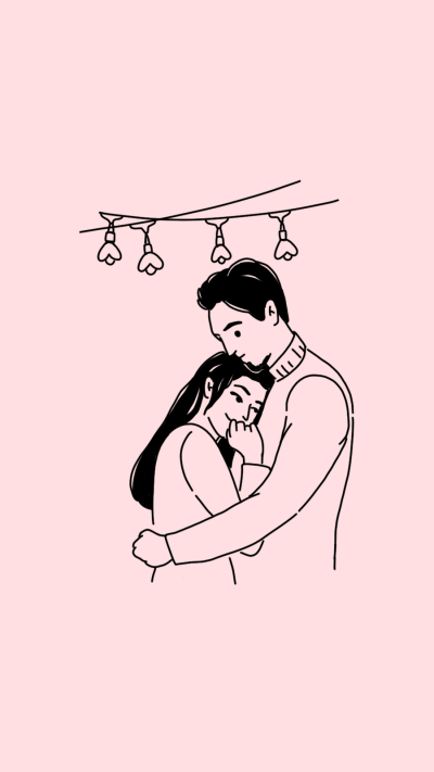 Minimalist Hand Painted Hug Couple  Instagram Highlight