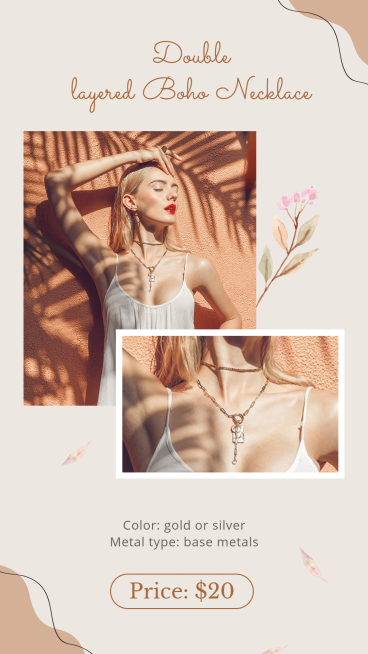 Literary Style Necklaces Price Tag Ecommerce Story预览效果