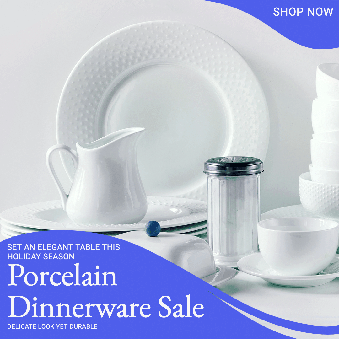 Boxing Day Porcelain Dinnerware Sale Promotion Simple Style Poster Ecommerce Product预览效果