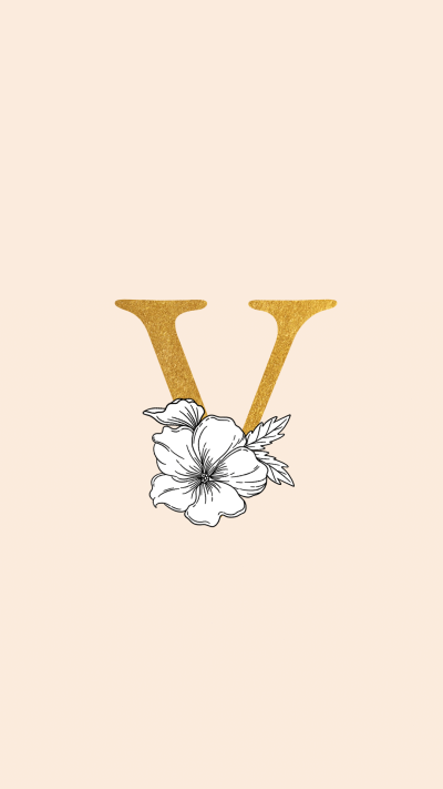 Golden Floral Alphabet V Instagram Highlight