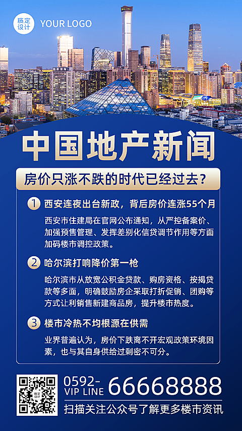地产资讯跟踪手机商务风海报