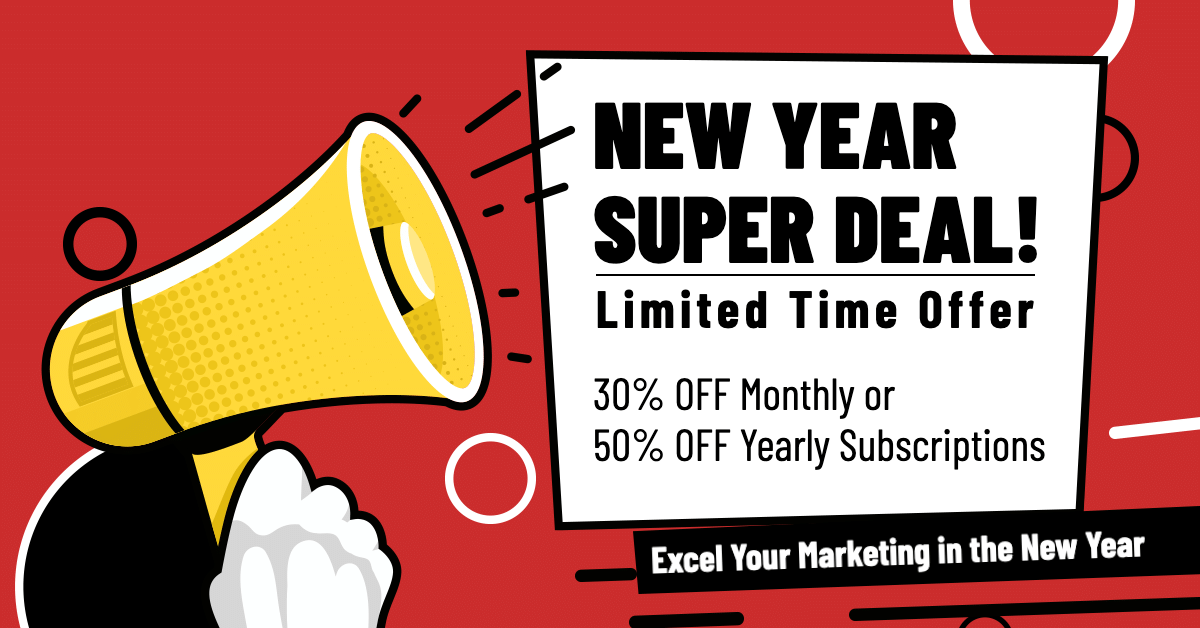 Cartoon Loudspeaker Element Simple Paid Subscription Software New Year Sale Ecommerce Banner预览效果