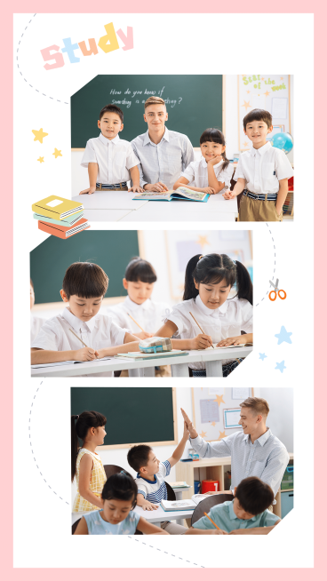 老师辅导作业上课学习拼图手机海报预览效果