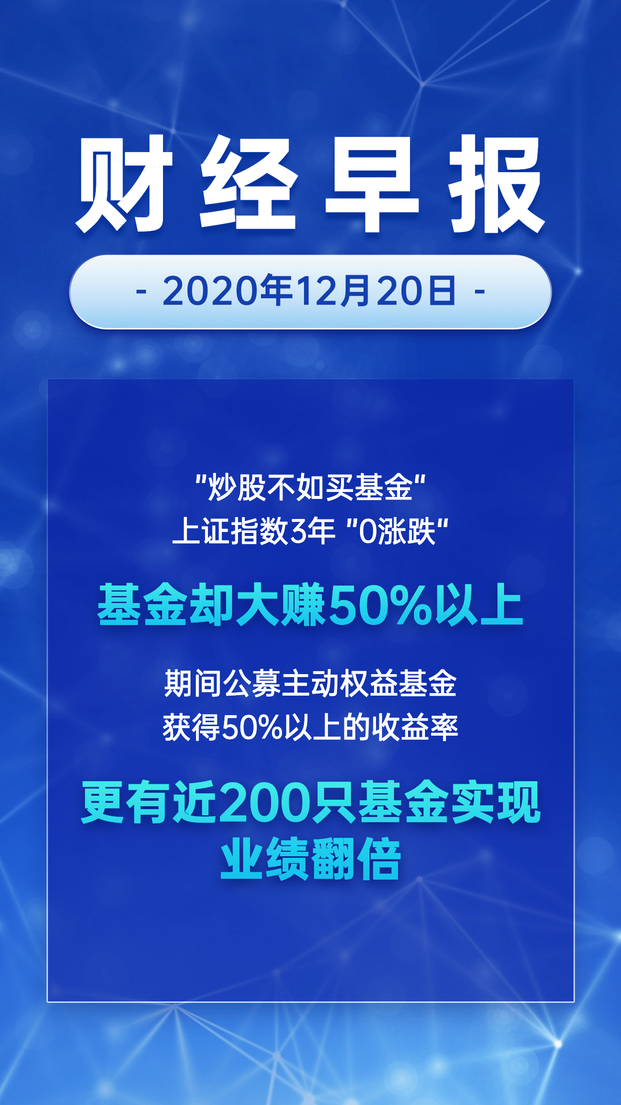 金融行业财经早报蓝色大字海报