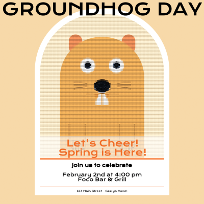 Cute Arch Frame Groundhog Day Event Spring Celebration Invitation Letter