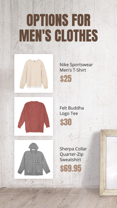 Fashion Men's Clothes Price List Ecommerce Story