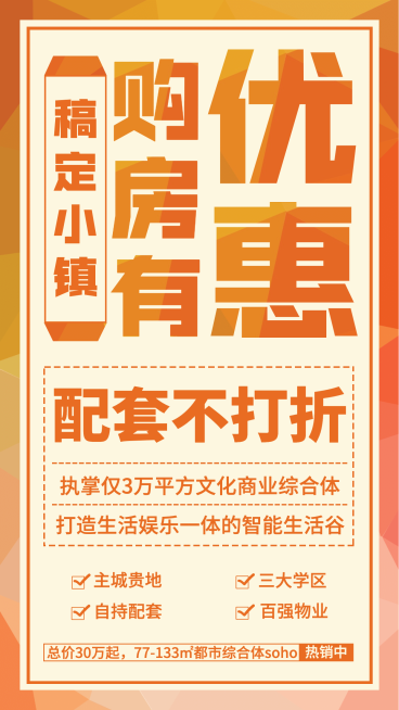 房产行业促销活动大字海报橙色预览效果
