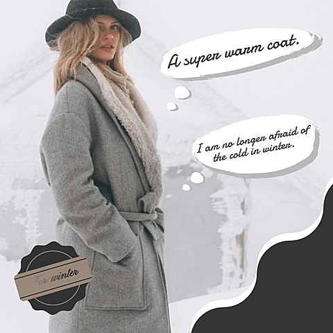 Women's Winter Long Coat Mark Template