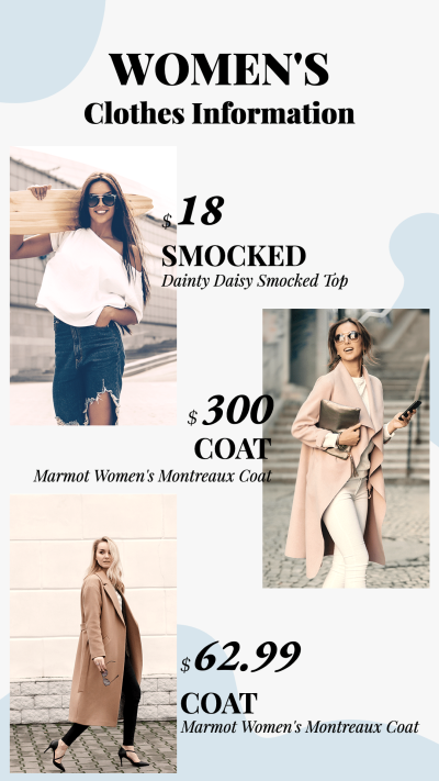 Commercial Use Women's Clothes Information Ecommerce Story