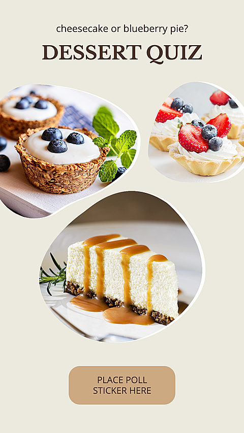 Dessert Quiz Template Bakery Promotion Poster Simple Style Ecommerce Story