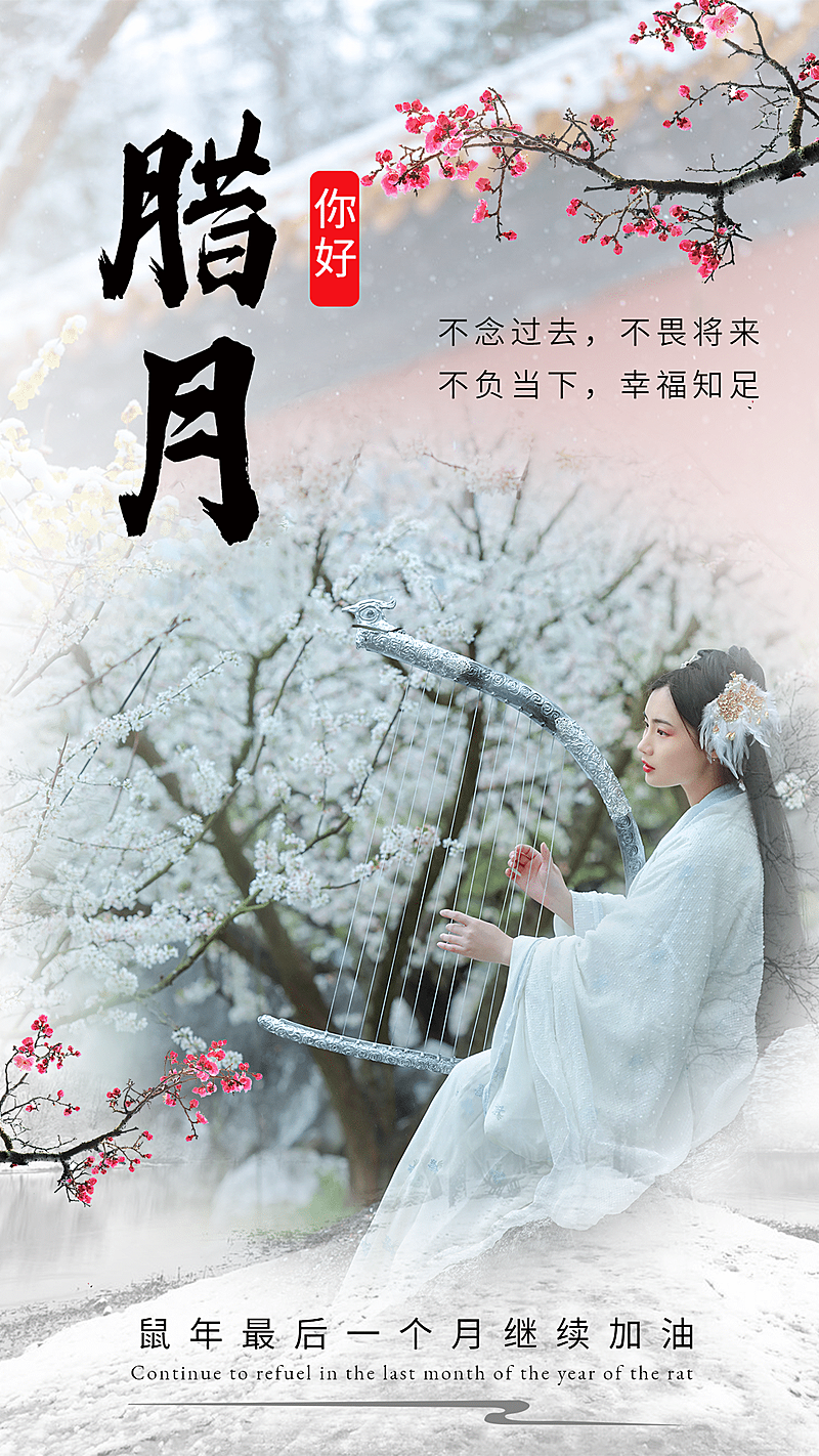 腊月你好祝福晒照腊梅古风